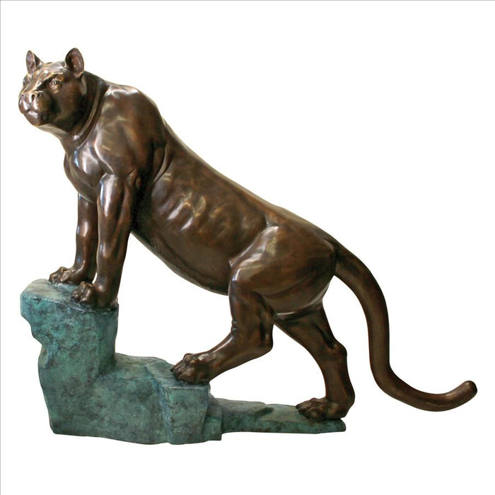 Design Toscano- Cougar on a Rock Cast Bronze Garden Statue