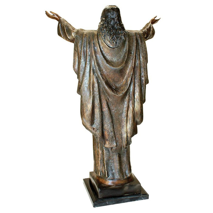 Design Toscano- Jesus Christ with His Arms Raised Cast Bronze Garden Statue