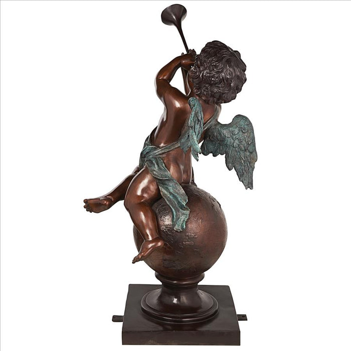 Design Toscano Baby Gabriel Sounding Heaven's Trumpet Cast Bronze Garden Angel Statue