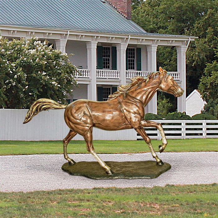 Design Toscano- Galloping Steed, Horse Cast Bronze Garden Statue