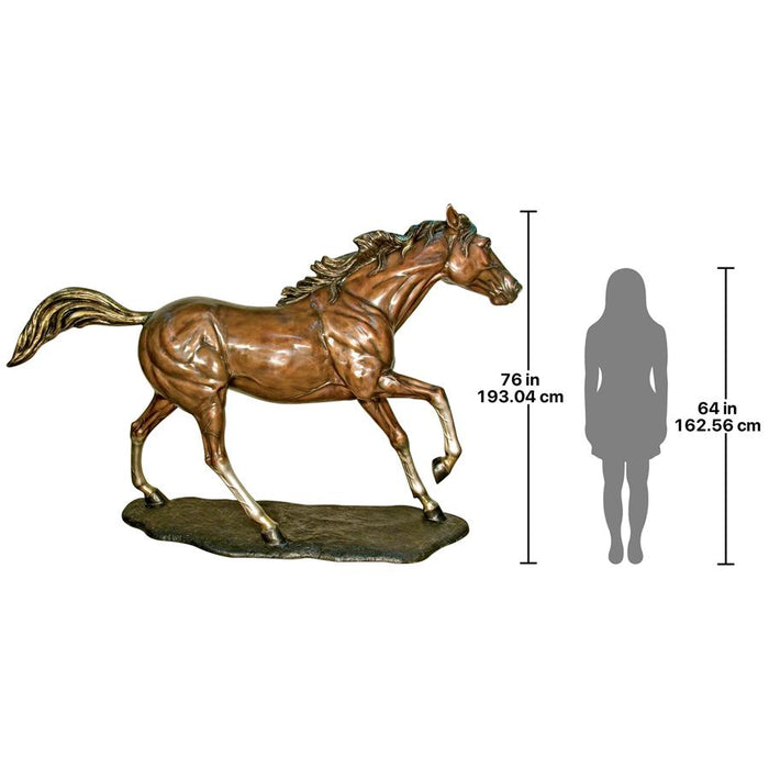Design Toscano- Galloping Steed, Horse Cast Bronze Garden Statue