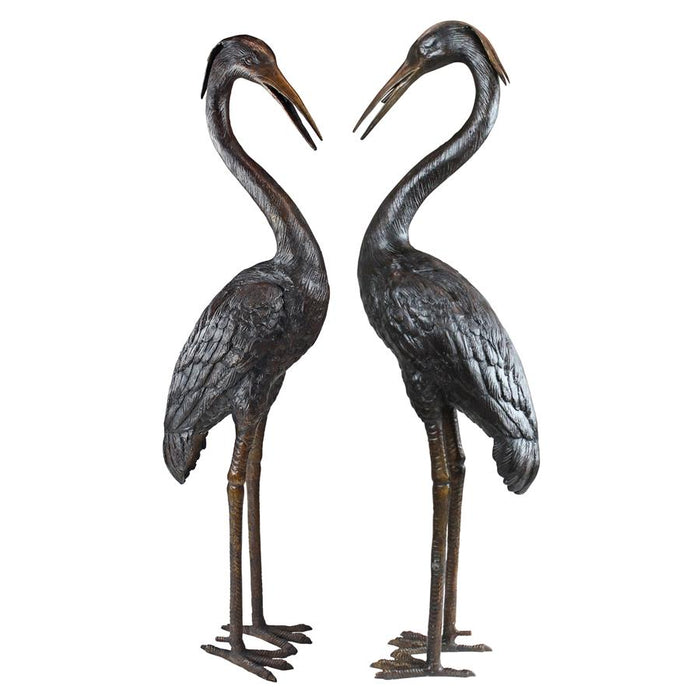 Design Toscano- Medium Herons Cast Bronze Garden Statues: Set of Two