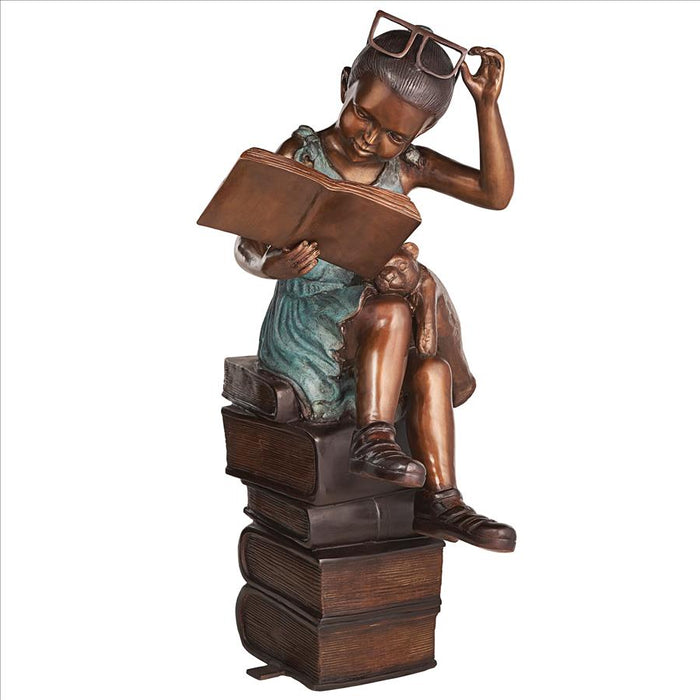 Design Toscano- Book Loving Betty Reading Girl Bronze Garden Statue