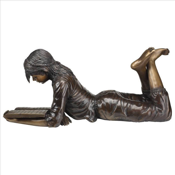 Design Toscano- Young Scholar Reading Girl Bronze Garden Statue