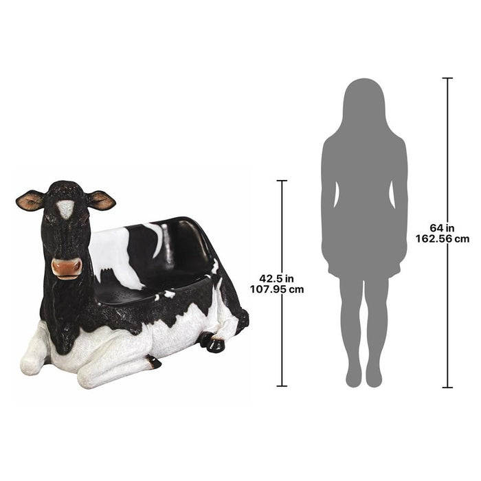 Design Toscano- Cowch Holstein Cow Photo Op Sculptural Bench