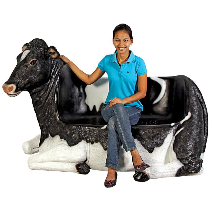 Design Toscano- Cowch Holstein Cow Photo Op Sculptural Bench