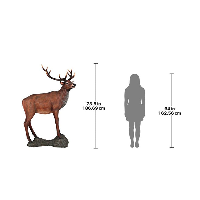 Design Toscano- Grande-Scale Red Deer Buck Statue with Base