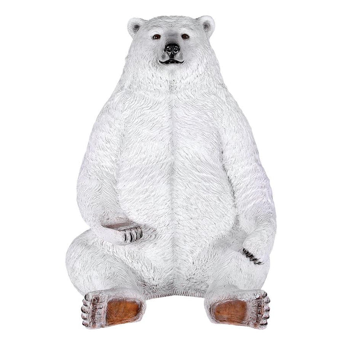 Design Toscano- Sitting Pretty Oversized Polar Bear Statue with Paw Seat
