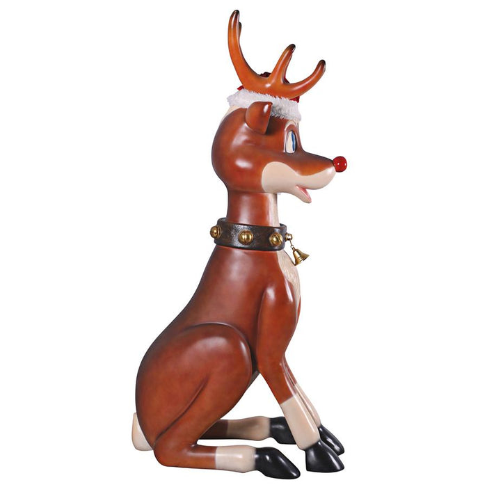 Design Toscano- Santa's Red-Nosed Christmas Reindeer Statue: Sitting Giant