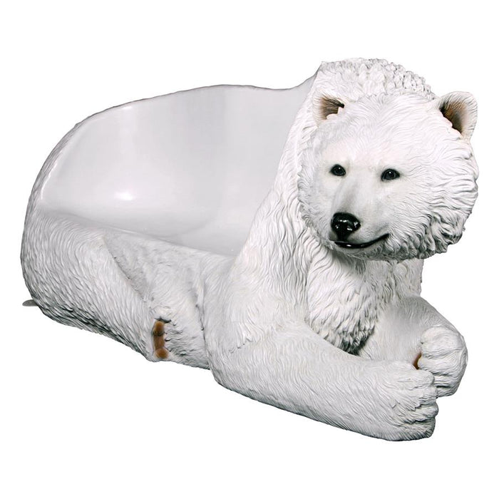 Design Toscano- Brawny Polar Bear Bench Sculpture