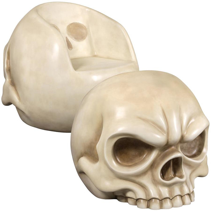 Design Toscano- Lost Souls Gothic Skull Sculptural Chair: Bone