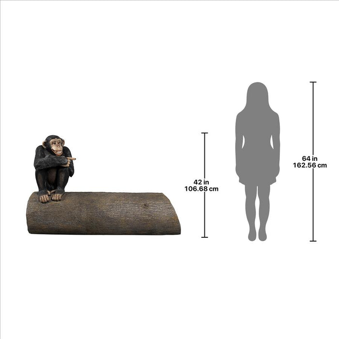 Design Toscano- Monkey See Monkey Do Chimpanzee Photo Op Sculptural Bench