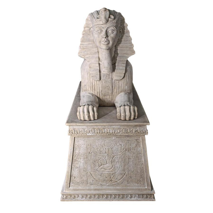 Design Toscano- Grand Stone Sphinx Statue atop a Egyptian Plinth