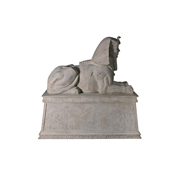 Design Toscano- Grand Stone Sphinx Statue atop a Egyptian Plinth