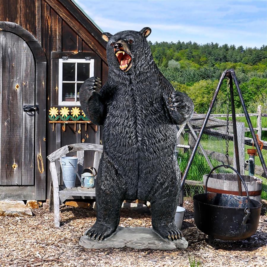 Design Toscano- Growling Black Bear Life-Size Statue — Outdoor