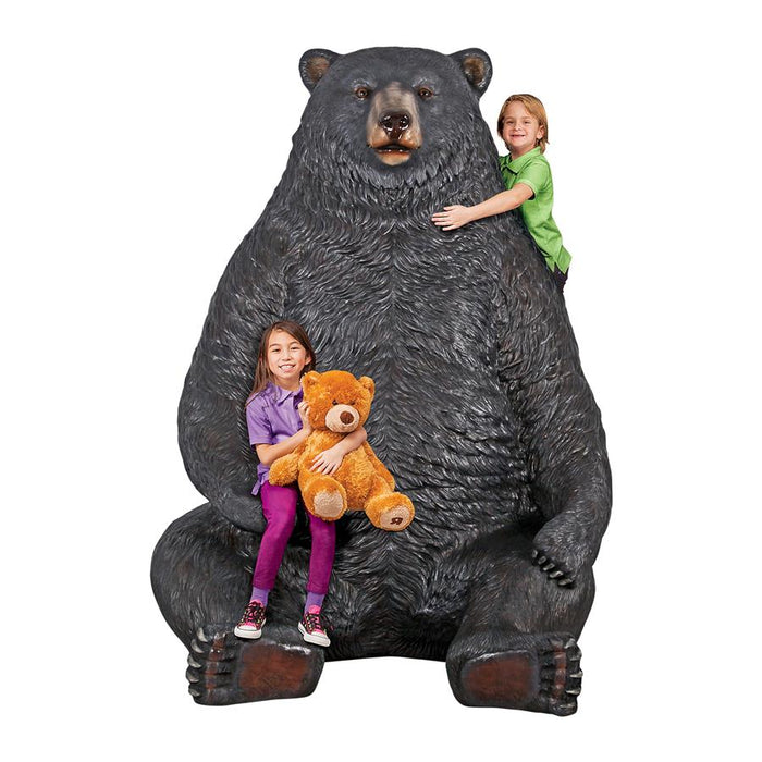 Design Toscano- Sitting Pretty Oversized Black Bear Statue with Paw Seat