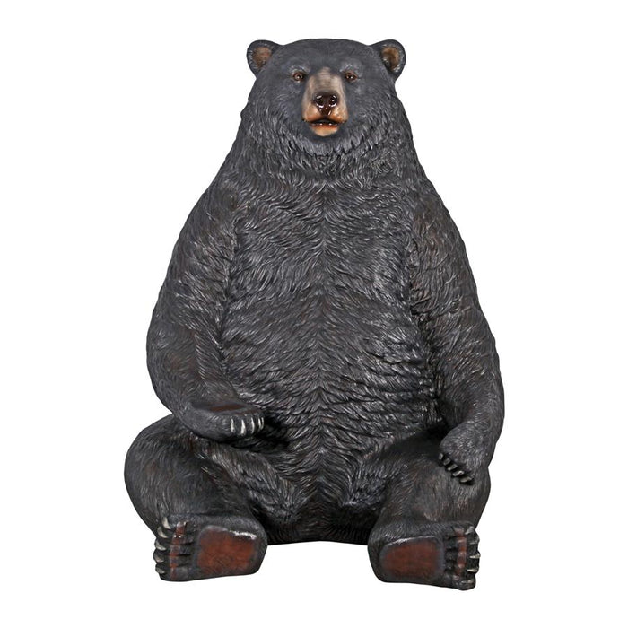 Design Toscano- Sitting Pretty Oversized Black Bear Statue with Paw Seat