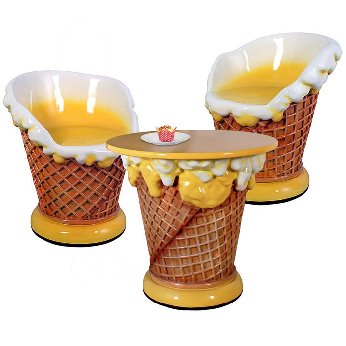 Design Toscano- Ice Cream Parlor Sculptural Table and Chairs Set