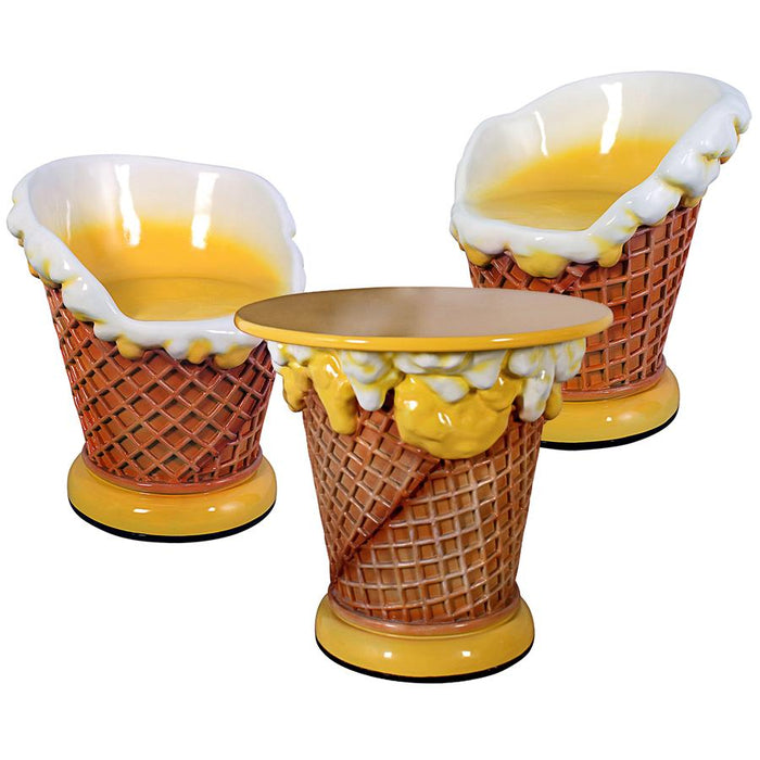 Design Toscano- Ice Cream Parlor Sculptural Table and Chairs Set