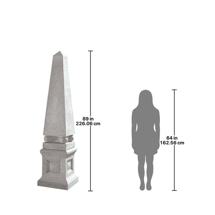 Design Toscano- Grand Garden Neoclassical Obelisk Sculpture & English Plinth