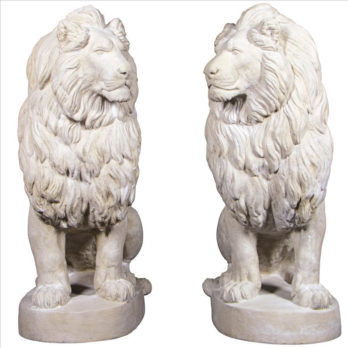 Design Toscano- Stately Chateau Lion Sentinel Garden Statues: Set of Left and Right