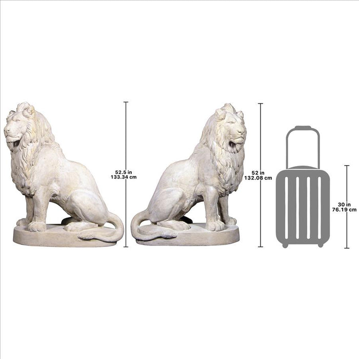 Design Toscano- Stately Chateau Lion Sentinel Garden Statues: Set of Left and Right