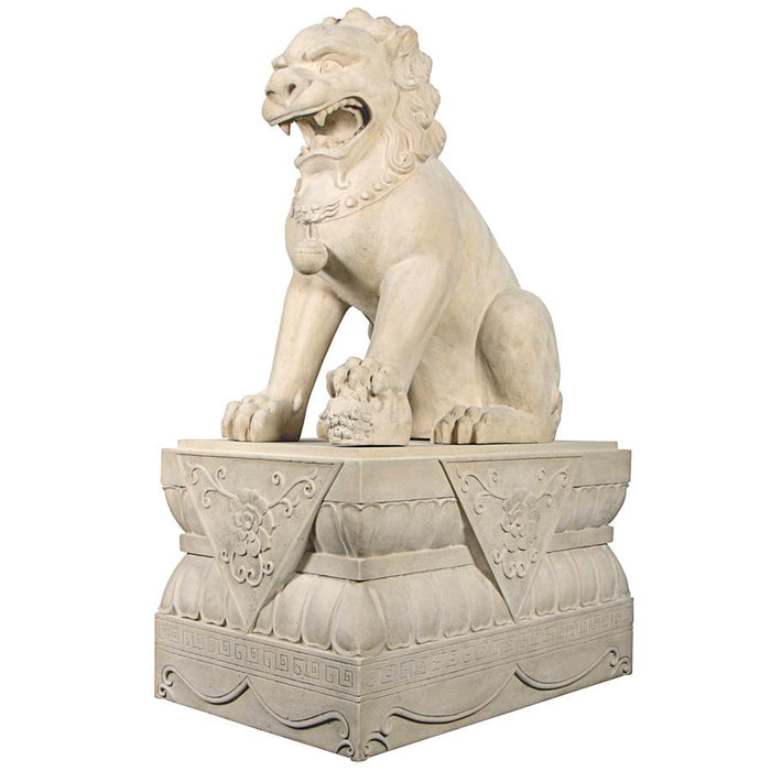 Design Toscano- Grand Palace Chinese Lion Foo Dog Statue: Female with Pedestal Base