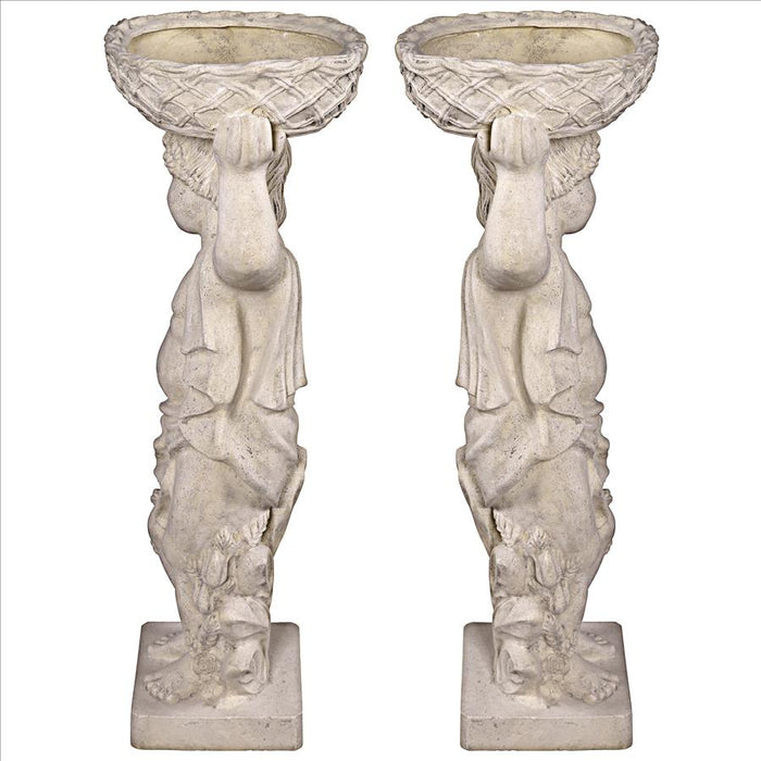 Design Toscano- Young Bacchus with Basket Planters Garden Statues: Set of Two