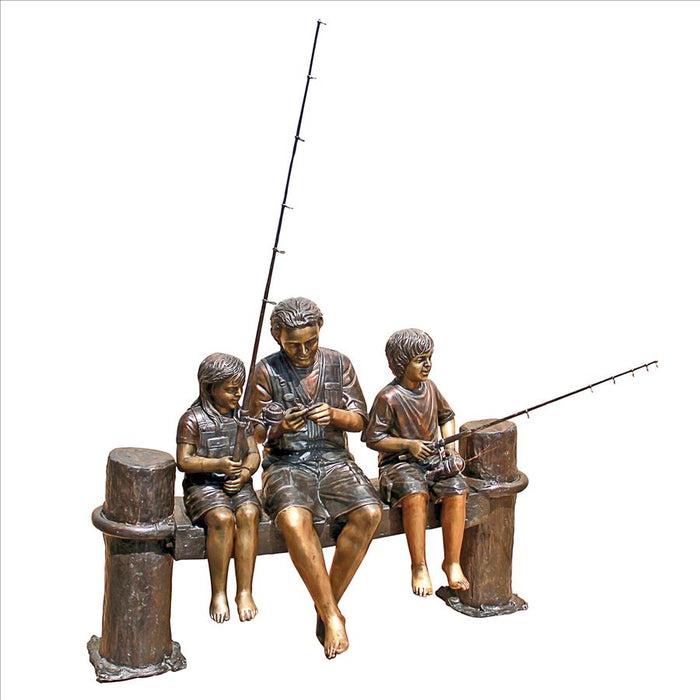 Design Toscano- Fishing Family Cast Bronze Garden Statue