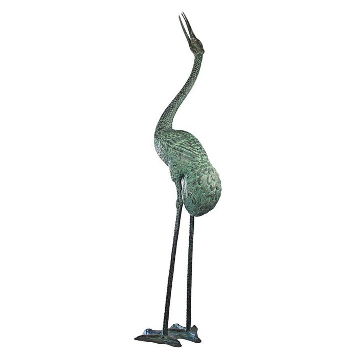 Design Toscano- Colossal Crane Bronze Garden Statue: Straight Neck