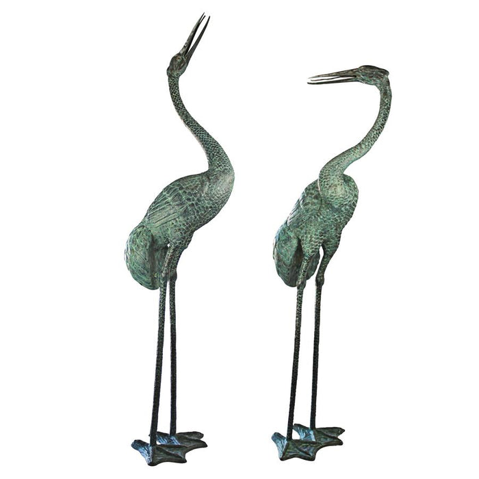 Design Toscano- Colossal Cranes Bronze Garden Statues: Set of Two