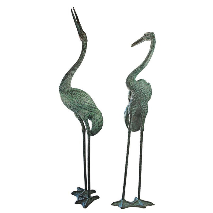 Design Toscano- Colossal Cranes Bronze Garden Statues: Set of Two