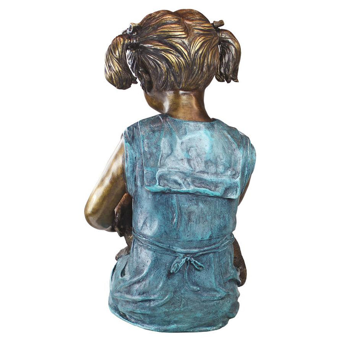 Design Toscano- Sitting Savannah, Girl with Dog Cast Bronze Garden Statue