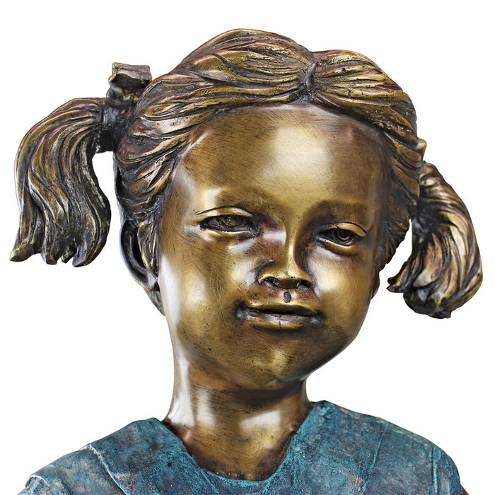 Design Toscano- Sitting Savannah, Girl with Dog Cast Bronze Garden Statue