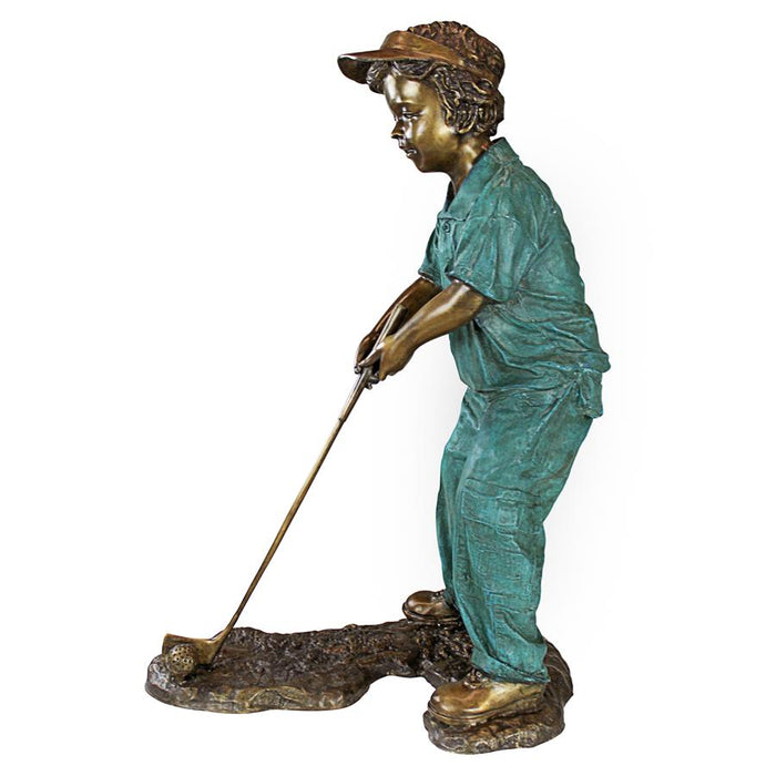 Design Toscano- Gabe the Boy Golfer Cast Bronze Garden Statue