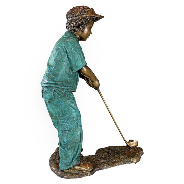 Design Toscano- Gabe the Boy Golfer Cast Bronze Garden Statue