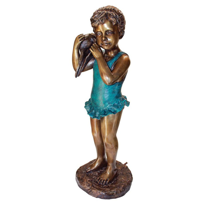 Design Toscano- Sea Shell Sounds Standing Girl Cast Bronze Garden Statue