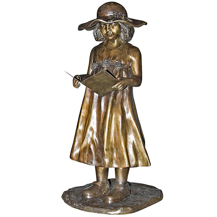 Design Toscano- Beulah's Sundress Little Girl Reading Cast Bronze Garden Statue