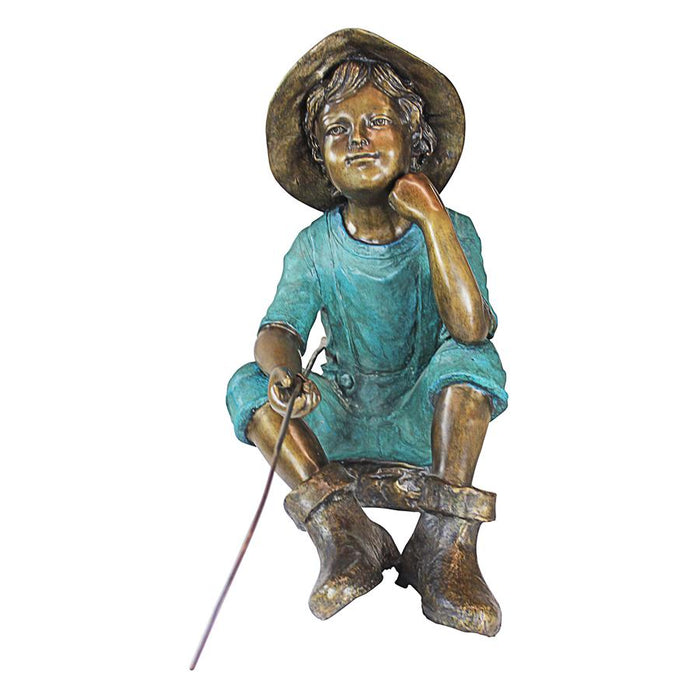 Design Toscano- Fish Wish Fisherboy Cast Bronze Garden Statue