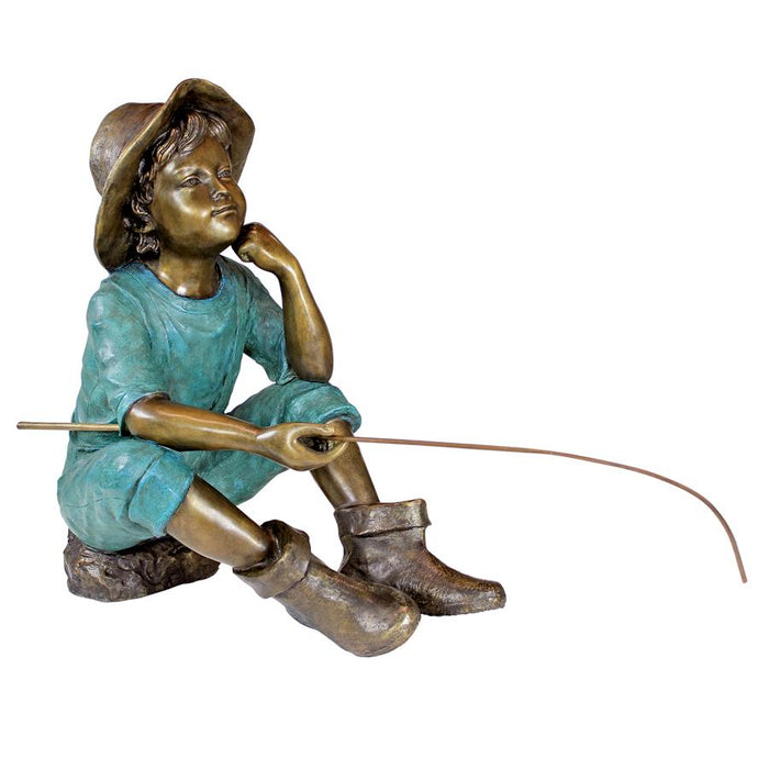 Design Toscano- Fish Wish Fisherboy Cast Bronze Garden Statue