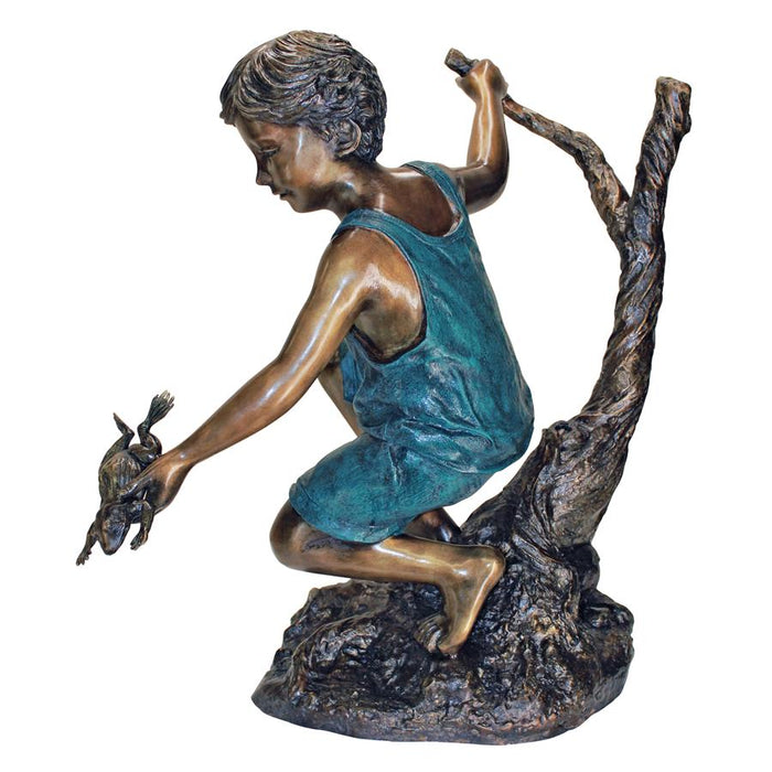 Design Toscano- Catch and Release, Boy with Frog Cast Bronze Garden Statue
