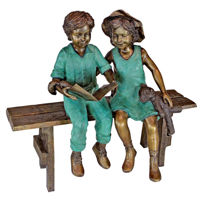 Design Toscano Read to Me Boy and Girl Bronze Statue