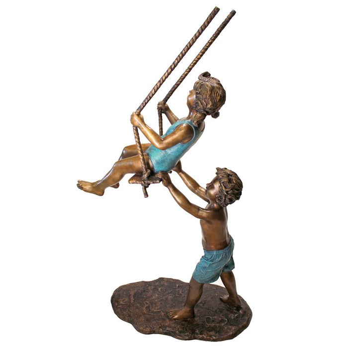 Design Toscano- Swinging Children Solid Cast Bronze Garden Statue