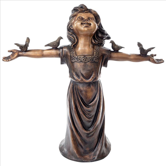 Design Toscano- Basking in Gods Glory, Little Girl Cast Bronze Garden Statue