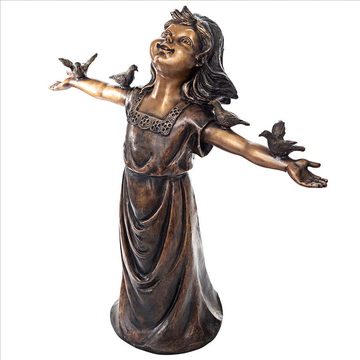 Design Toscano- Basking in Gods Glory, Little Girl Cast Bronze Garden Statue
