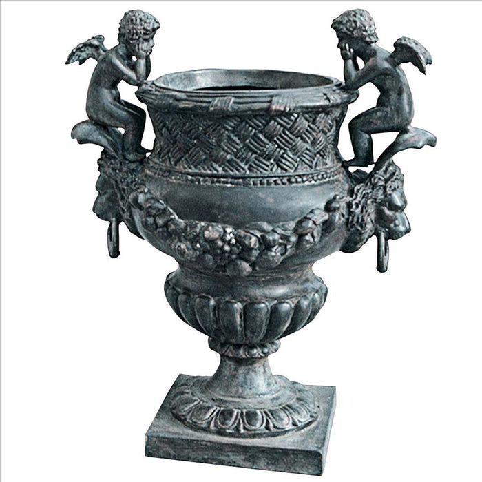 Design Toscano- The Duval Double Cherub Cast Bronze Garden Urn