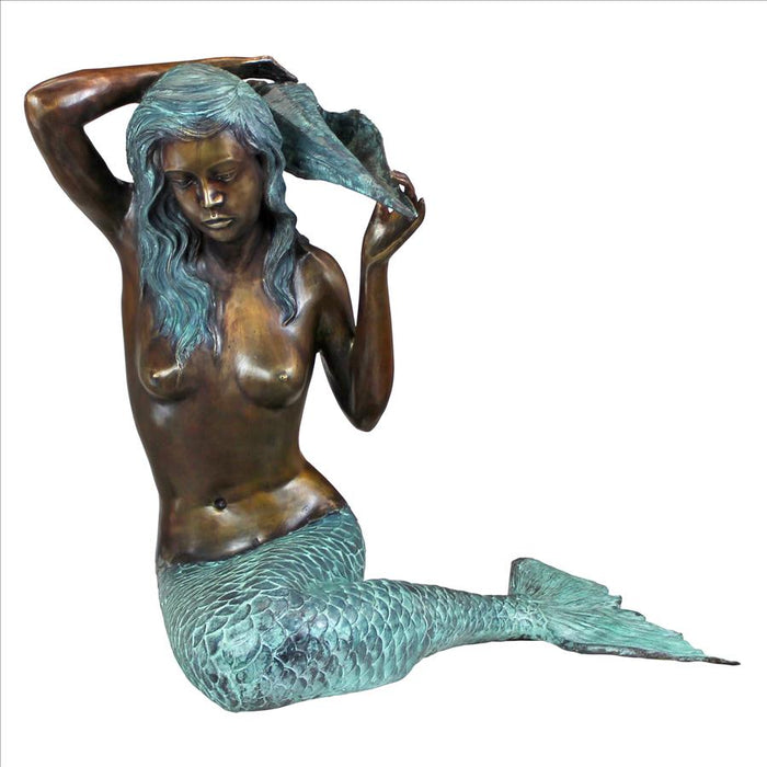 Design Toscano- Mermaid of the Isle of Capri Piped Bronze Garden Statue: Large