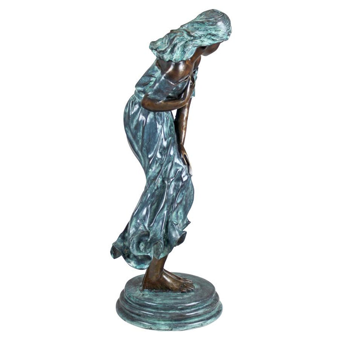 Design Toscano- Windblown Maiden Cast Bronze Garden Statue