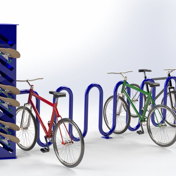 Sonic Bike Rack and Skateboard Rack Combo — Outdoor Workout Supply