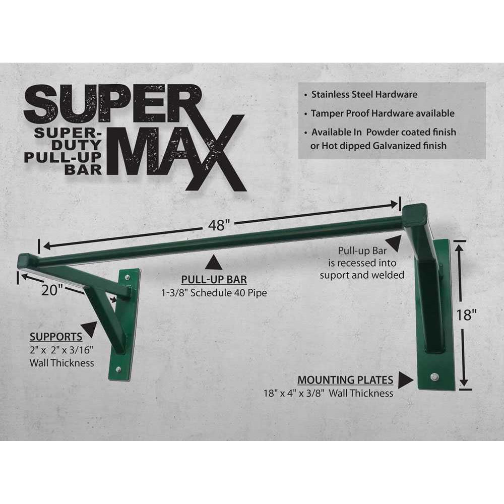 Wall Mounted Pull Up Bar Pipe Thickness SuperMAX Super Duty Pull